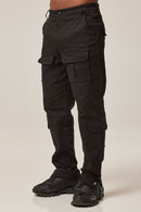 BUTTON DETAILING STREETWEAR CARGO PANTS-BLACK