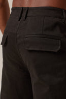 BUTTON DETAILING STREETWEAR CARGO PANTS-BLACK