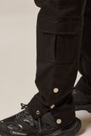 BUTTON DETAILING STREETWEAR CARGO PANTS-BLACK